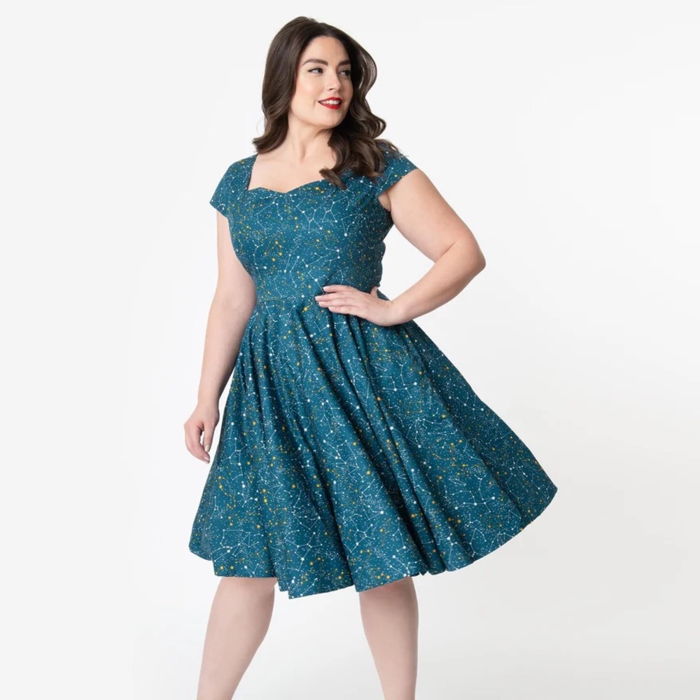Modcloth Blue and Yellow A-Line Dress